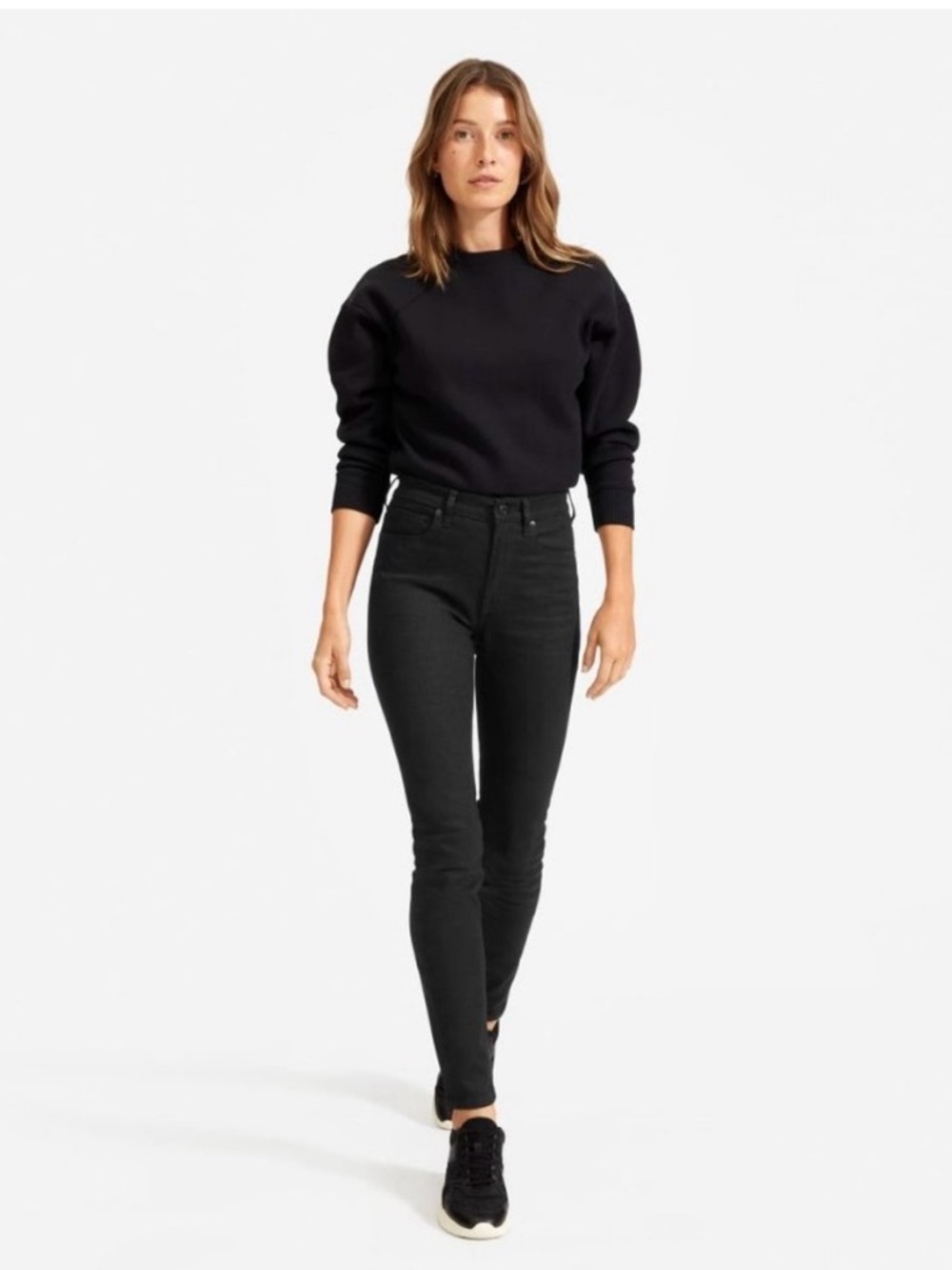 Everlane The High Rise Skinny Jean Ankle Black, Stretch Denim, Size 30